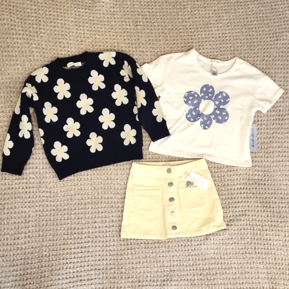 Daisy Sweater with Nwt Tee & Corduroy Skirt Set